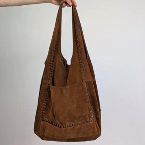 Vintage Topshop Real Suede Whipstitch Tote Bag